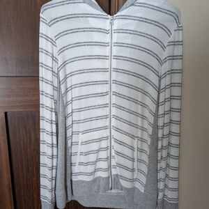 Market & Spruce - Blakely Zip Up Hooded Brushed Knit Top - Large